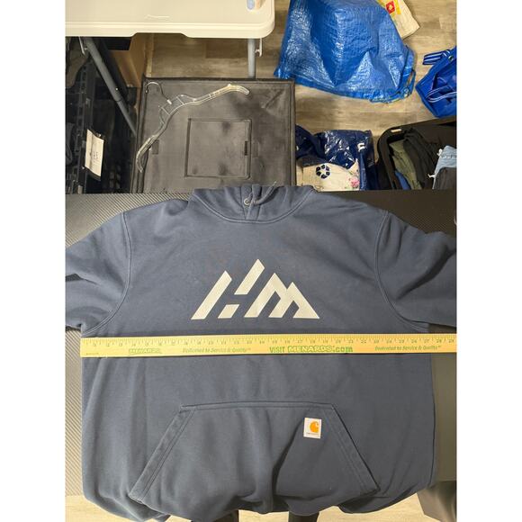 Carhartt Rain Defender Hoodie Navy Blue Size XL Loose Fit - Picture 4 of 9